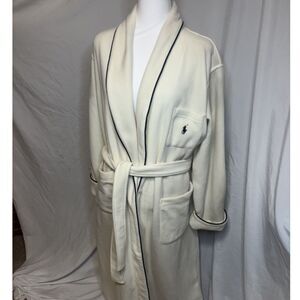 Ralph Lauren Womens Shawl Collared Cotton White Robe Wrap Silhouette New